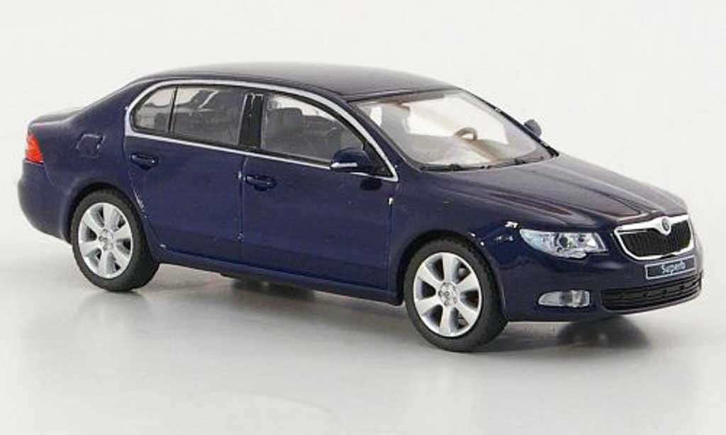 Skoda Superb 2009 1/43 Abrex 2009 II blauw modelauto