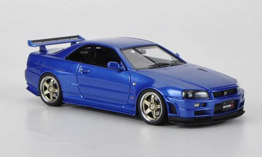 Nissan Skyline R34 1/43 HPI R34 GT-R S-tune blauw RHD modelauto