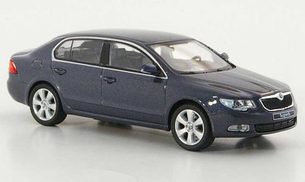 Skoda Superb 2009 1/43 Abrex 2009 II blauwgrijs modelauto
