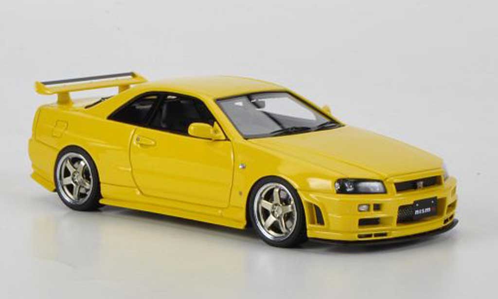 Nissan Skyline R34 1/43 HPI R34 GT-R S-tune geel RHD modelauto