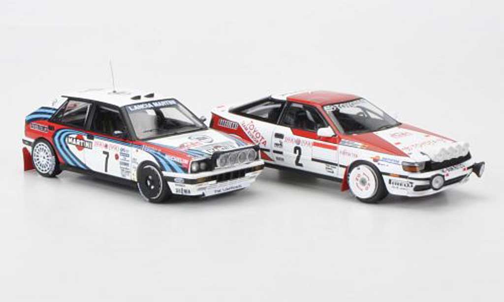 Toyota Celica GT Four 1/43 HPI 1990 GT Four Lancia + 2er-Set: Delta HF 16V No.7 und No.2 D.Auriol / C.Sainz Rally Monte Carlo modelauto