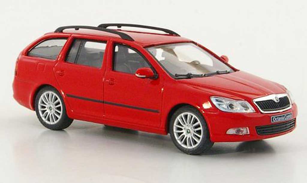 Skoda Octavia Combi 1/43 Abrex Combi II rood 2008 modelauto