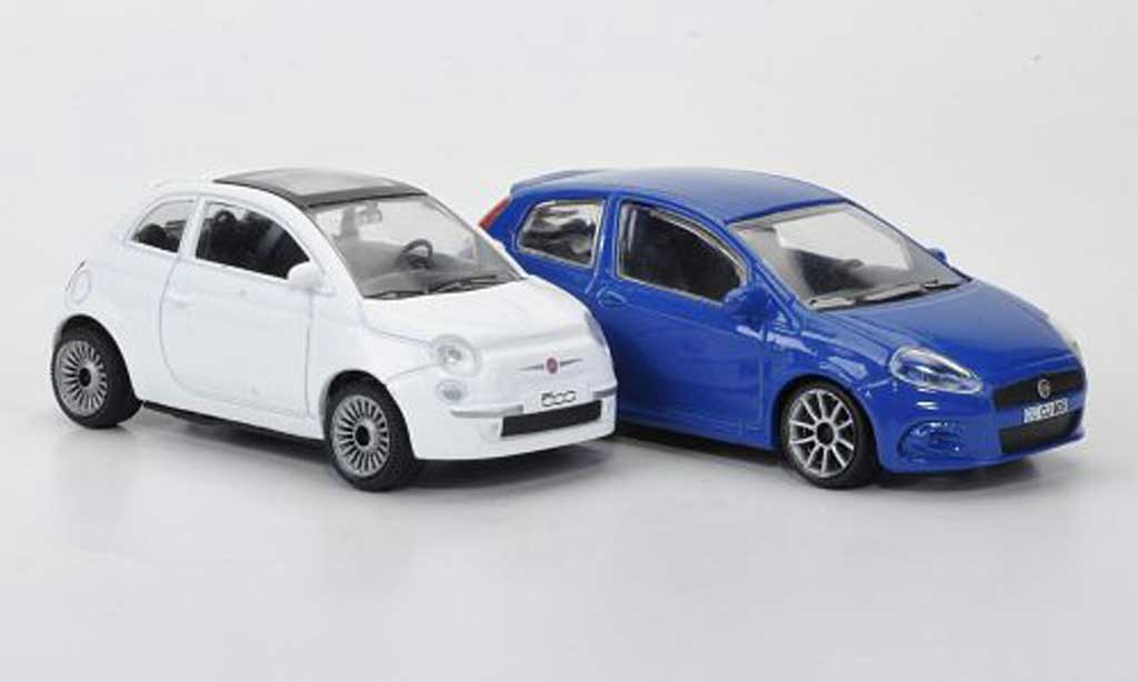 Fiat 500 1/43 Motorama 2er-Set Kompaktwagen wit Punto blauw modelauto