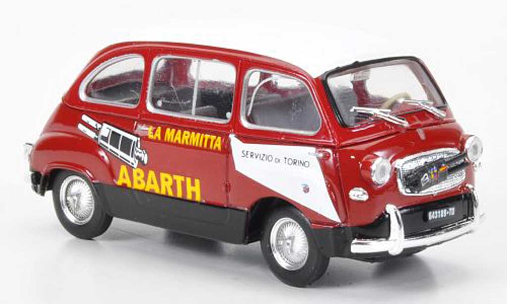 Fiat 600 1/43 Brumm D Multipla Abarth rood/wit La Marmitta 1960 modelauto