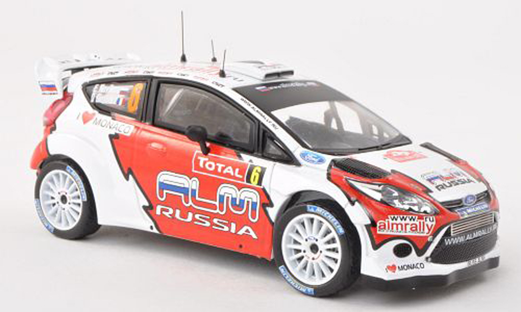 Ford Fiesta WRC 1/43 IXO WRC No.6 ALM Russia Rally Monte Carlo 2012 E.Novikov/grijs.Giraudet modelauto