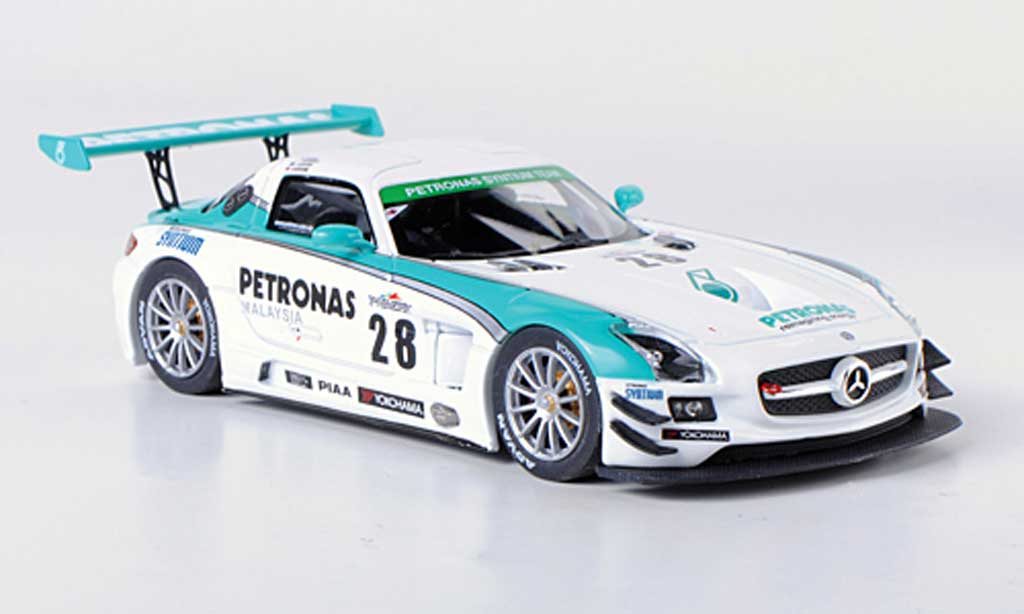 Mercedes SLS 1/43 Ebbro AMG GT3 No.28 Petronas Syntium M.Moh / T.Kataoka / J.Lester / R.Ritchie Super Taikyu 2012 modelauto