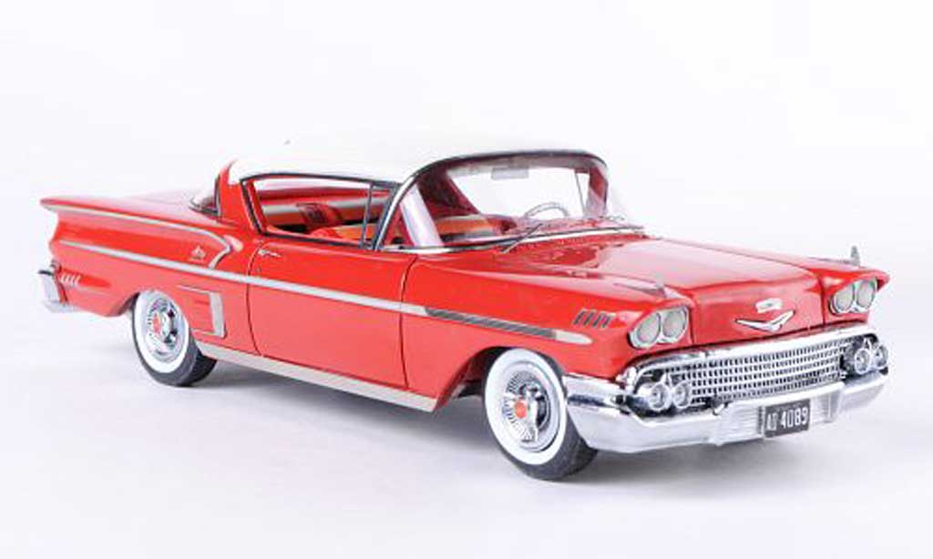 Chevrolet Bel Air 1958 1/43 Neo 1958 Impala 2-Door Hardtop Coupe rood/wit modelauto