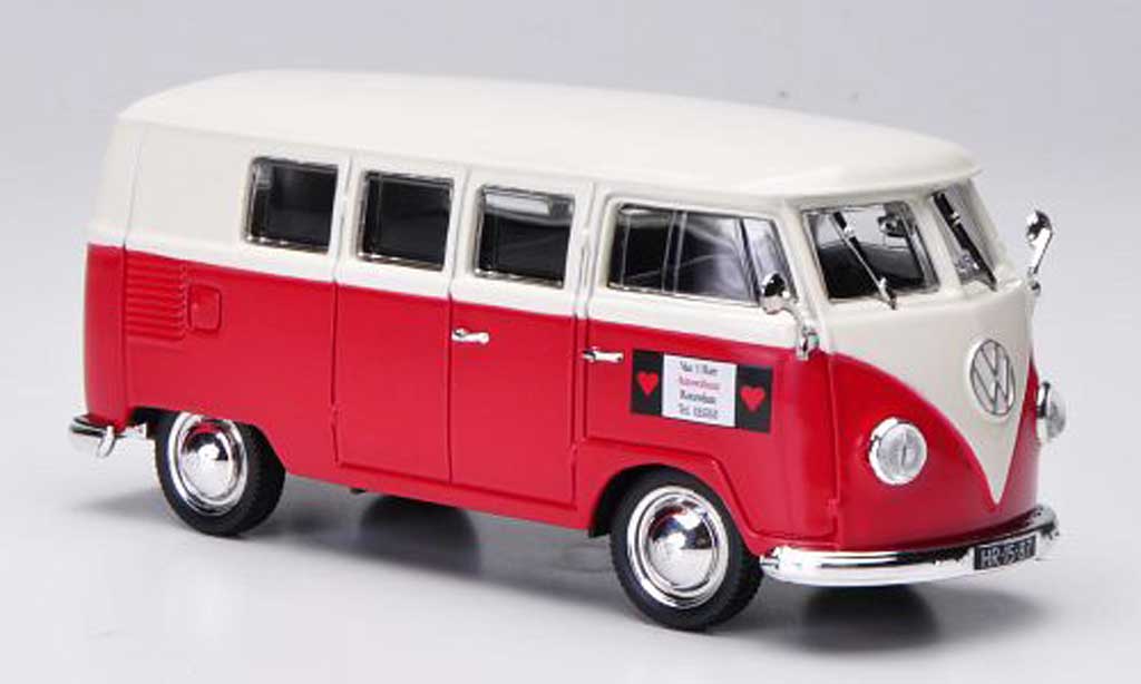 Volkswagen T1 1/43 Norev Stationwagen Van't Hart - Autoverhuur rood/wit 1955 modelauto