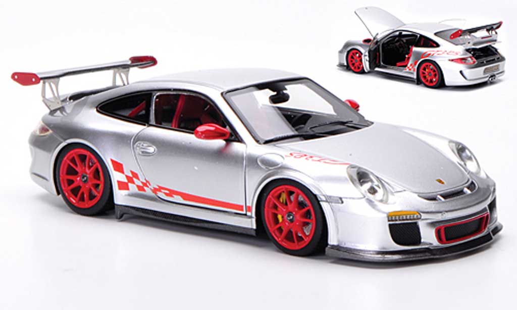 Porsche 997 GT3 RS 1/43 FrontiArt GT3 RS 2010 grijs/rood modelauto
