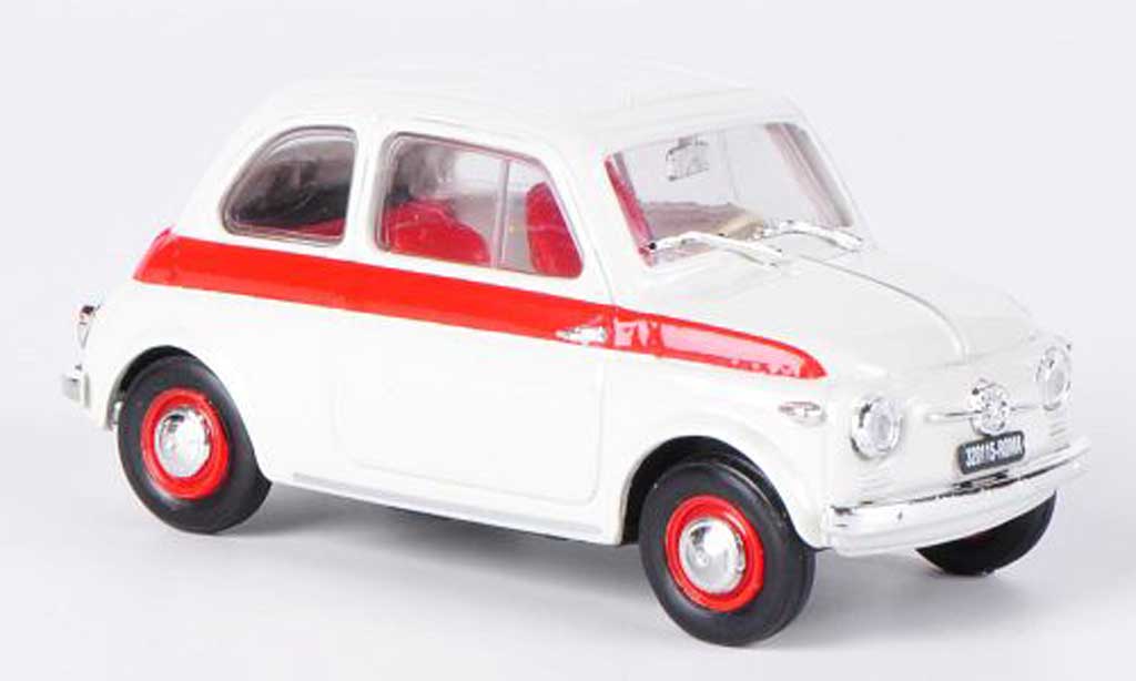 Fiat 500 Sport 1/43 Brumm Sport wit/rood 1958 modelauto