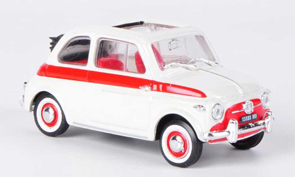 Fiat 500 Sport 1/43 Brumm Sport zagato wit/rood offenes Faltdach 1957 modelauto