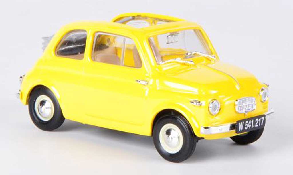 Steyr Puch 500 1/43 Brumm geel offenes Faltdach 1957 modelauto