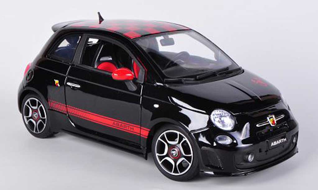 Fiat 500 Abarth 1/18 Burago Abarth zwart/rood 2008 modelauto