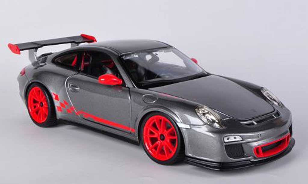 Porsche 997 GT3 RS 1/18 Burago GT3 RS grijs/rood modelauto