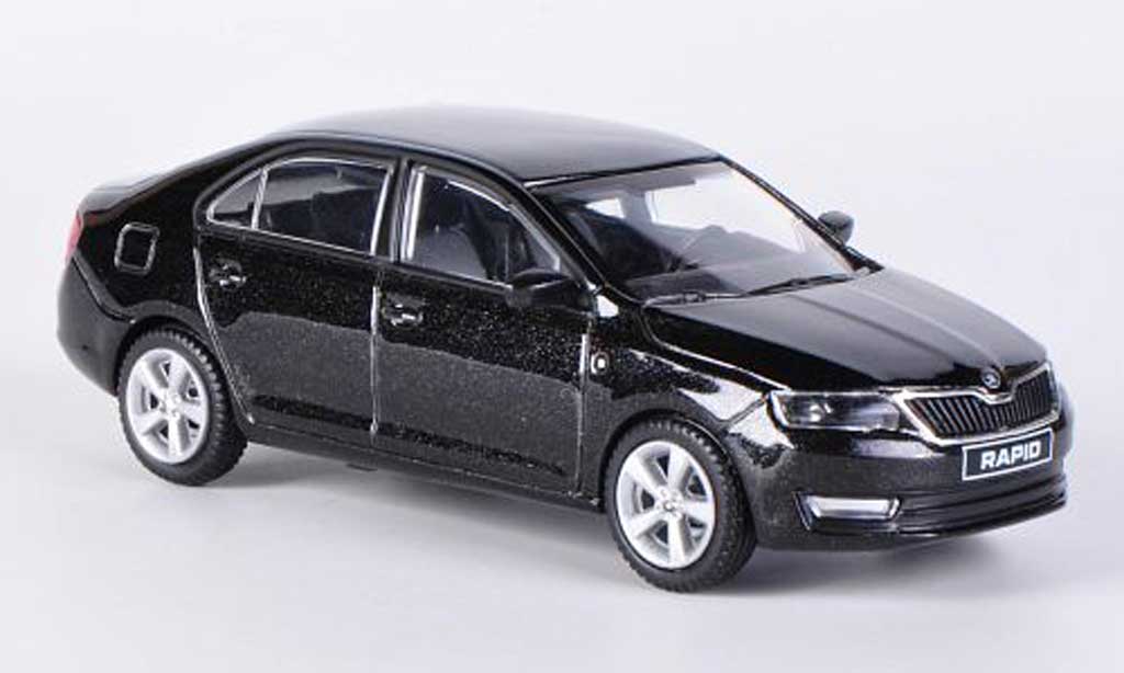 Skoda Rapid 1/43 Abrex zwart 2012 modelauto