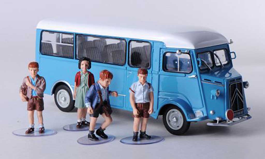 Citroen Type H 1/43 Eligor Schulbus blauw/wit mit 4 Figuren modelauto
