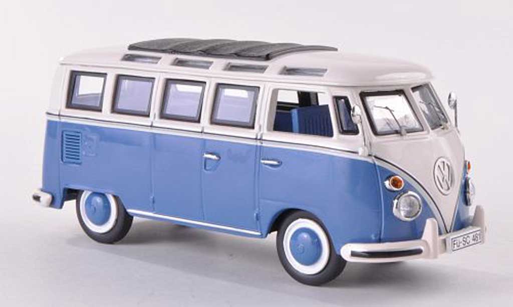 Volkswagen T1 1/43 Schuco Samba blauw/wit modelauto