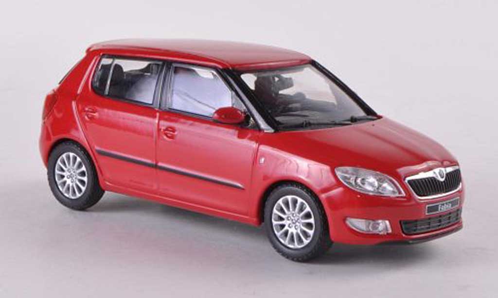 Skoda Fabia II 1/43 Abrex II rood Facelift 2010 modelauto