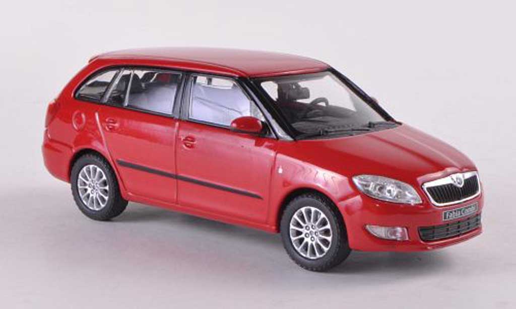Skoda Fabia II 1/43 Abrex II Combi rood Facelift 2010 modelauto