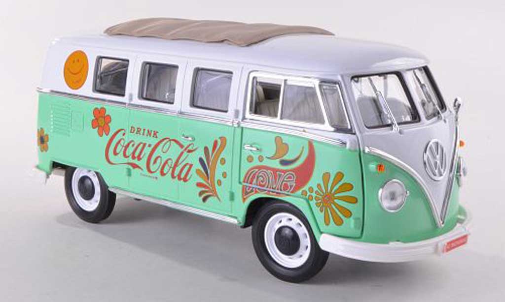 Volkswagen T1 1/18 Motor City Classics Samba Coca-Cola wit/grun 1962 modelauto