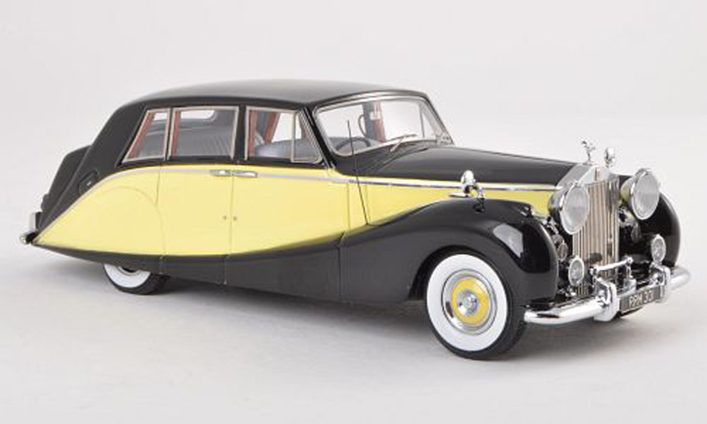 Rolls Royce Silver Wraith 1/43 Matrix Empress Sedan by Hooper zwart/geel 1956 modelauto