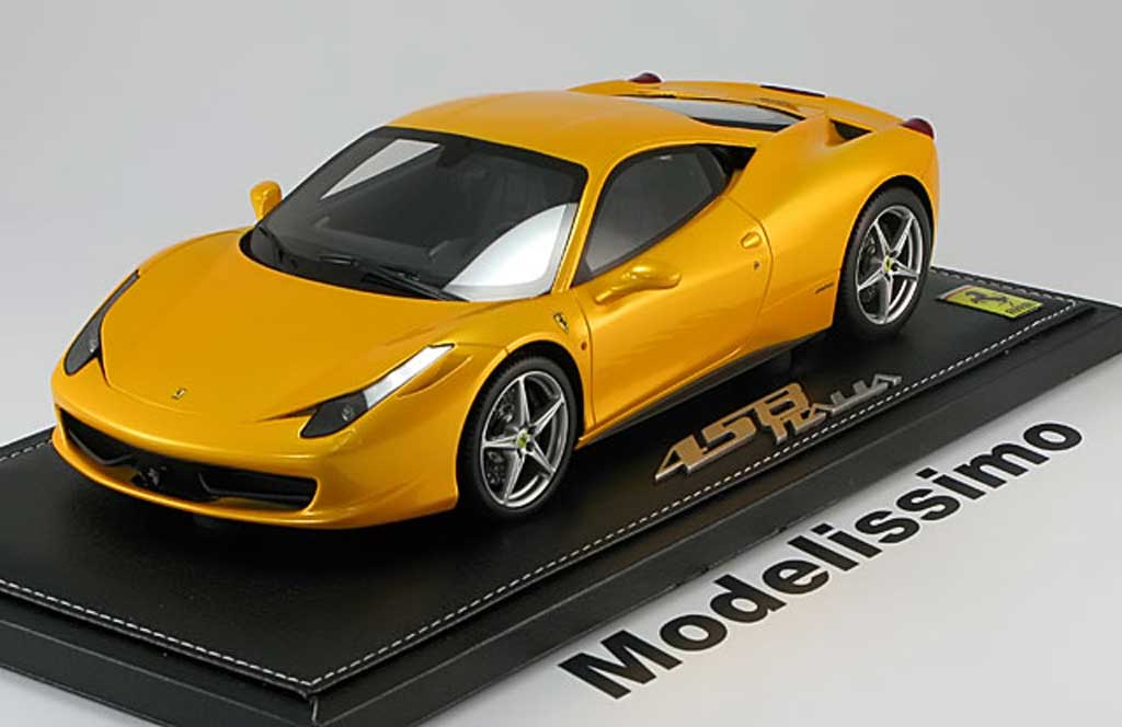 Ferrari 458 Italia 1/18 BBR Models Italia 2009 geel metallis modelauto