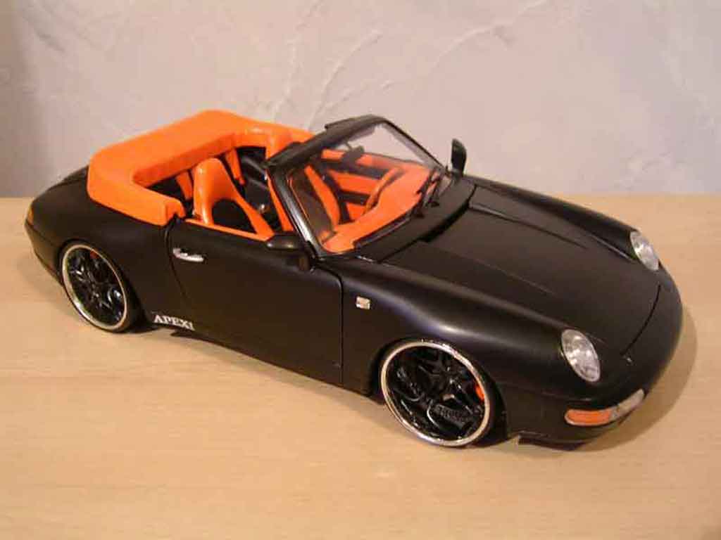 Porsche 993 S 1/18 Burago Cabriolet Carrera zwart modelauto