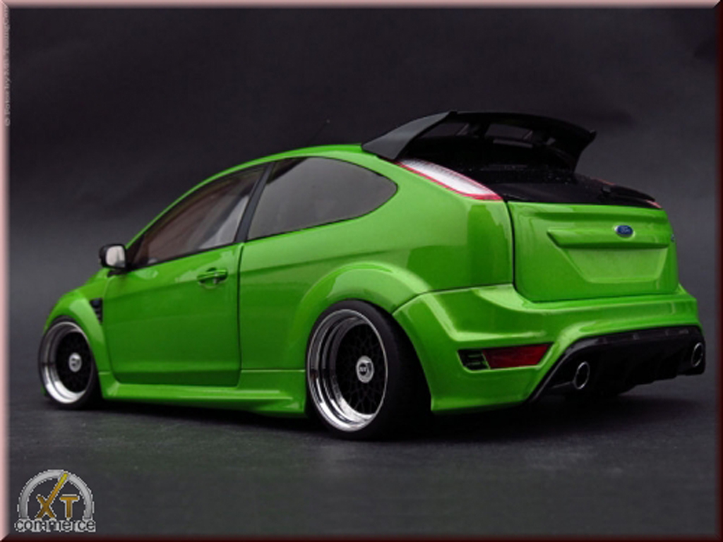 Ford Focus RS 1/18 Minichamps RS grun 2010 jantes BBS 18 pouces modelauto