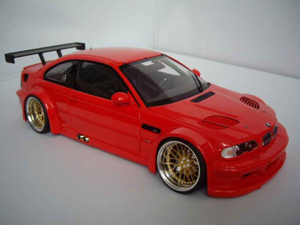 Bmw M3 E46 1/18 Minichamps GTR E46 rood jantes bbs 19 pouces modelauto