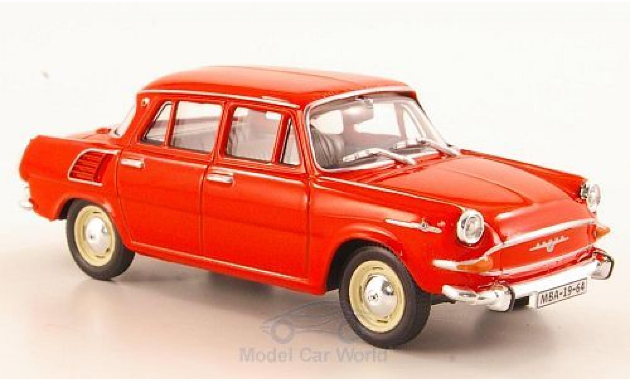 Skoda 1000 1/43 Abrex MB rood 1964 modelauto
