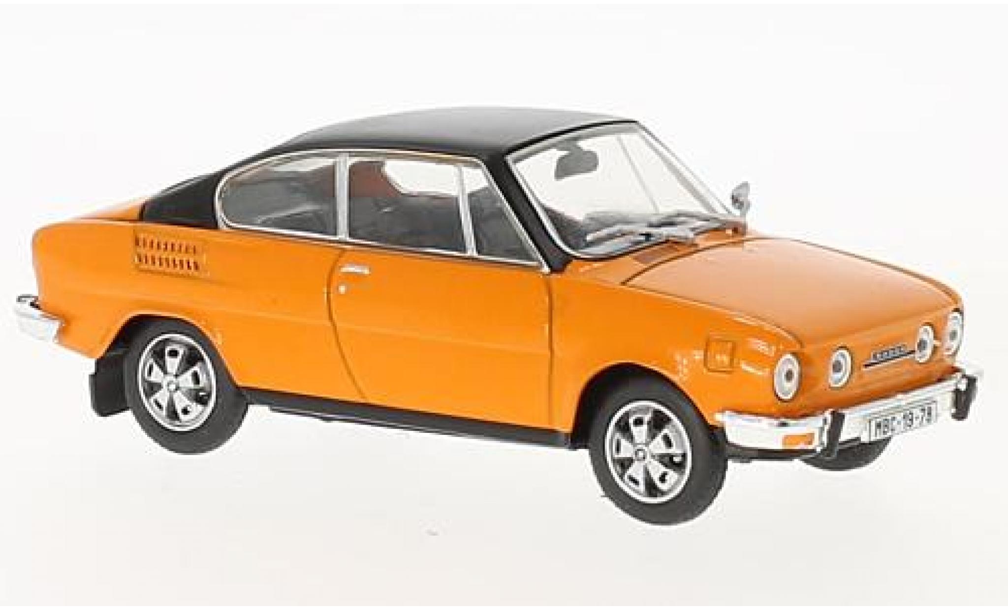 Skoda 110 1/43 Abrex R oranje/zwart modelauto