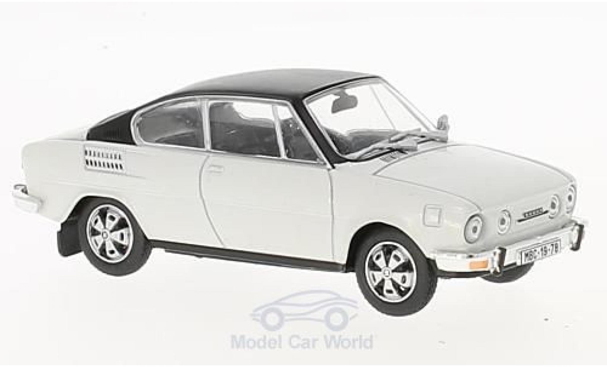 Skoda 110 1/43 Abrex R wit/zwart modelauto