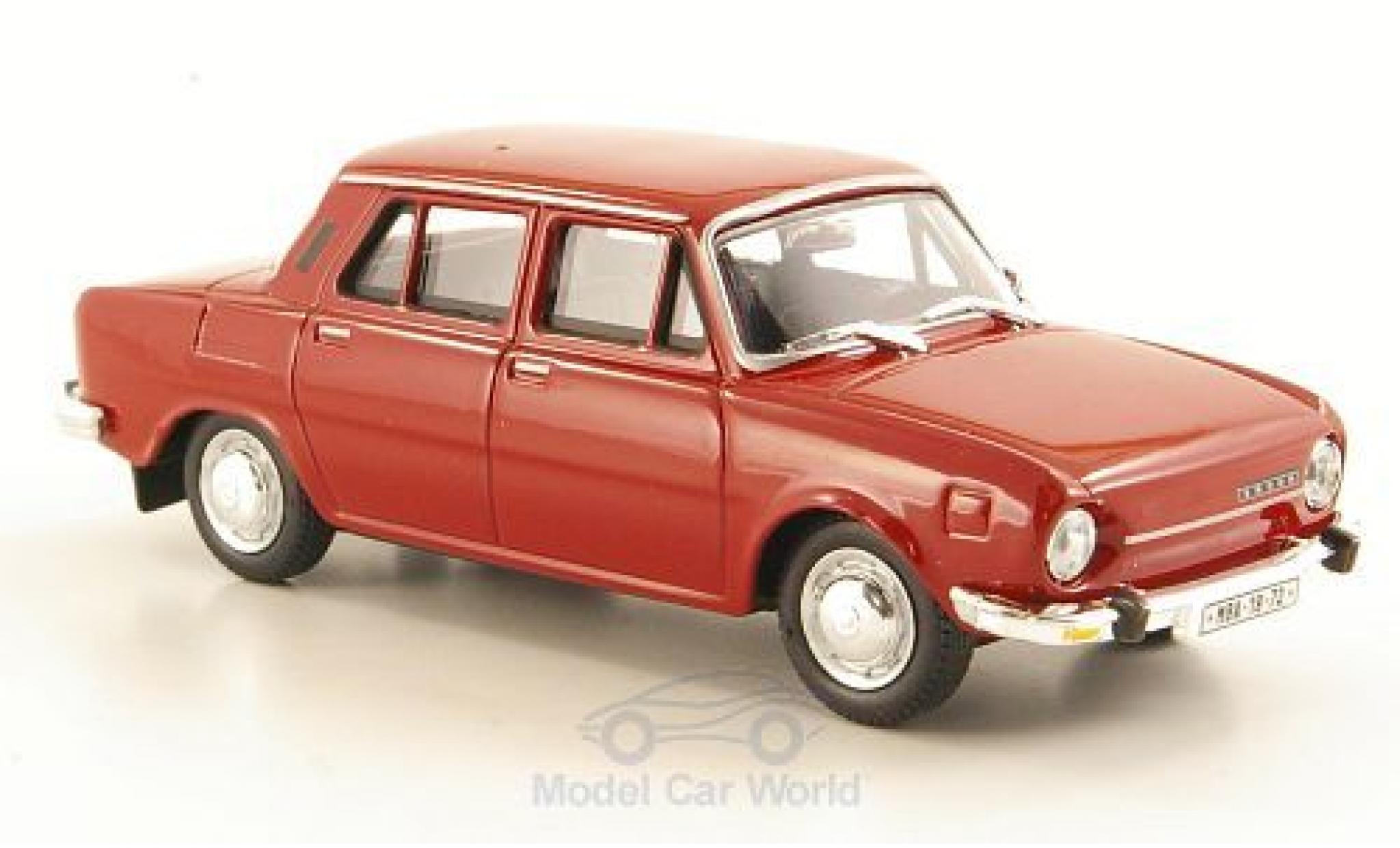Skoda 110 1/43 Abrex L rood 1973 ohne Vitrine modelauto