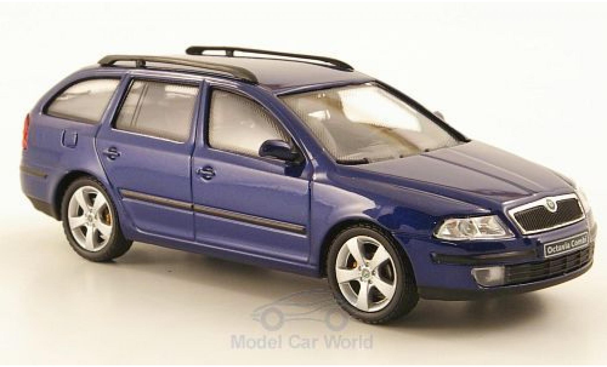 Skoda Octavia 1/43 Abrex Combi blauw 2004 modelauto