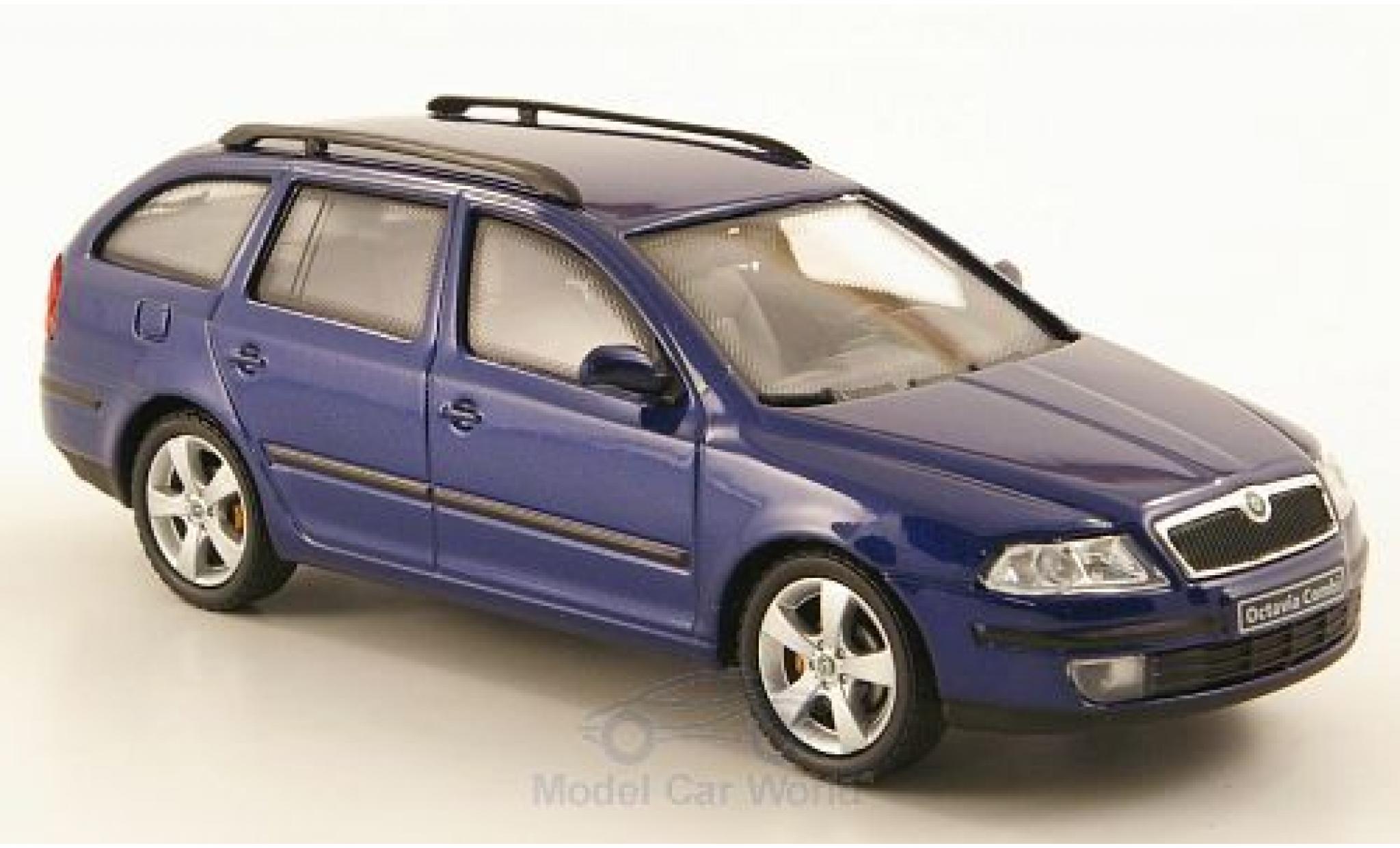 Skoda Octavia 1/43 Abrex Combi metallic blauw 2004 modelauto