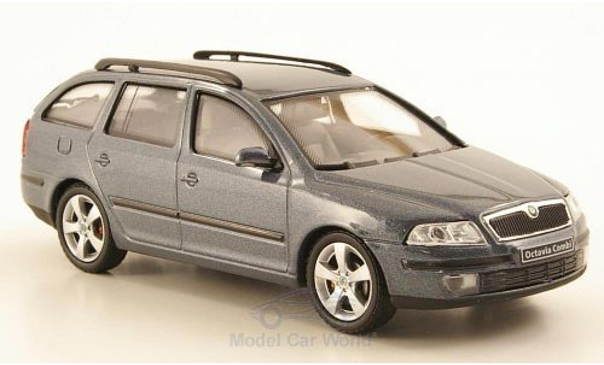 Skoda Octavia 1/43 Abrex Combi metallic grijs 2004 modelauto