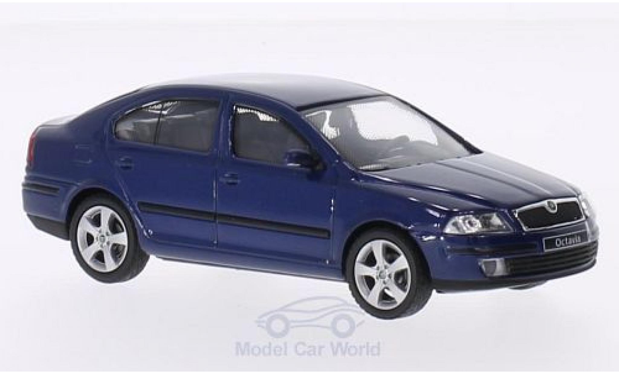Skoda Octavia 1/43 Abrex metallic blauw 2004 modelauto