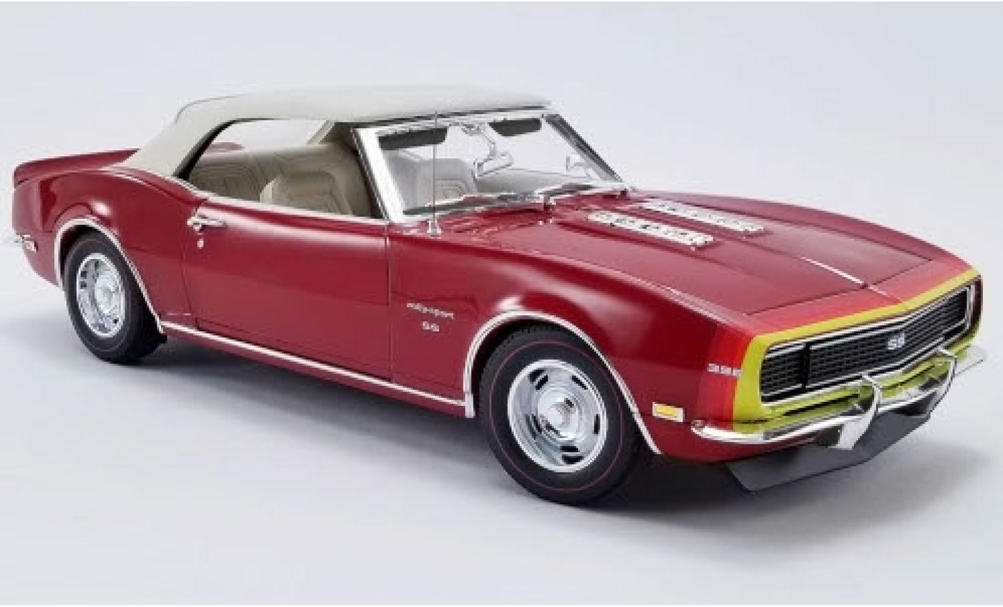 Chevrolet Camaro 1/18 ACME SS Cabriolet Unicorn D88 Stripe Option metallic rood/Dekor 1968 avec d&eacute;tachable Softtop modelauto