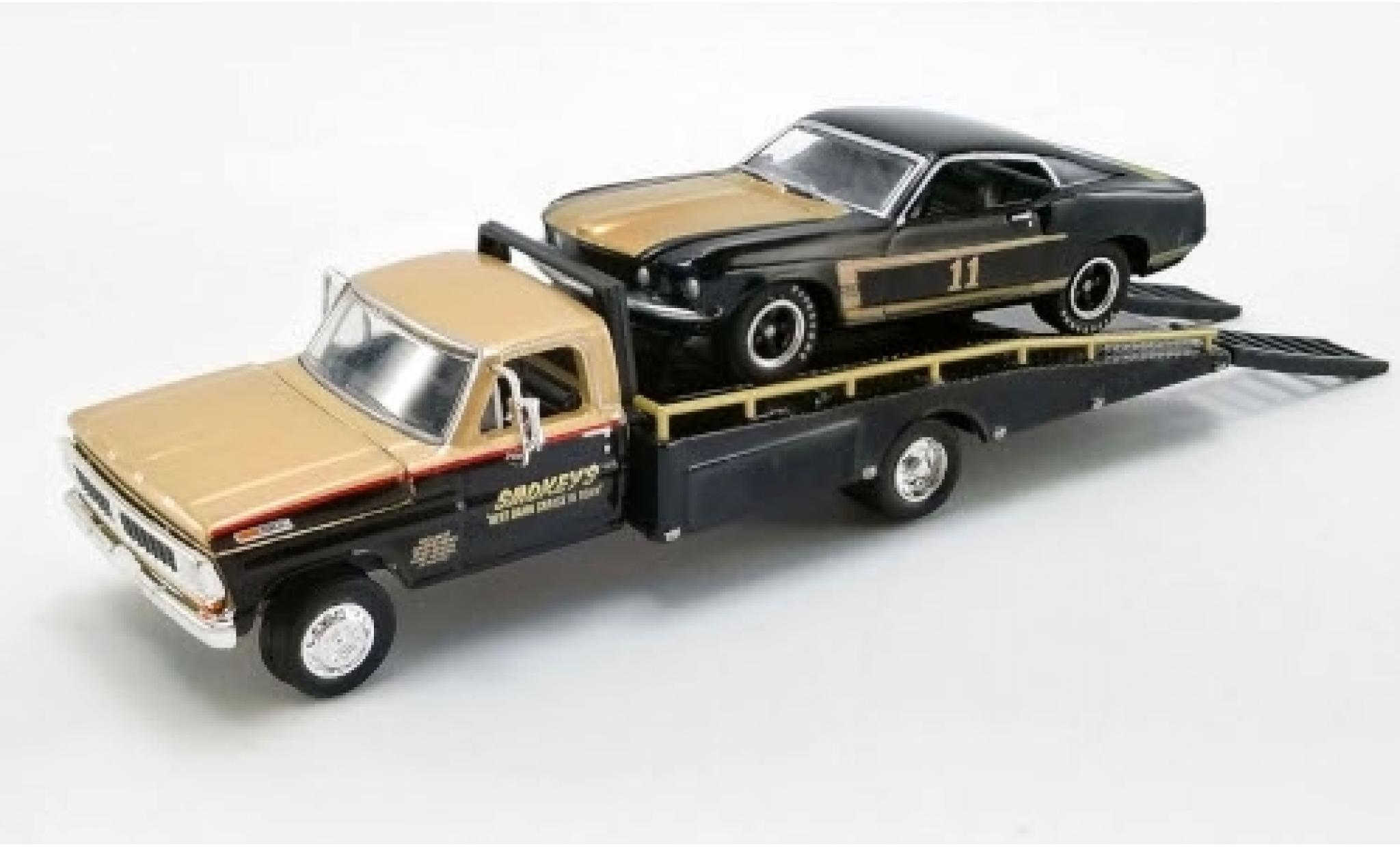 Ford Mustang 1/64 ACME Boss 302 No.11 Smokeys Trans-Am 1969 avec 1970 F-350 Ramp Truck S.Yunick modelauto