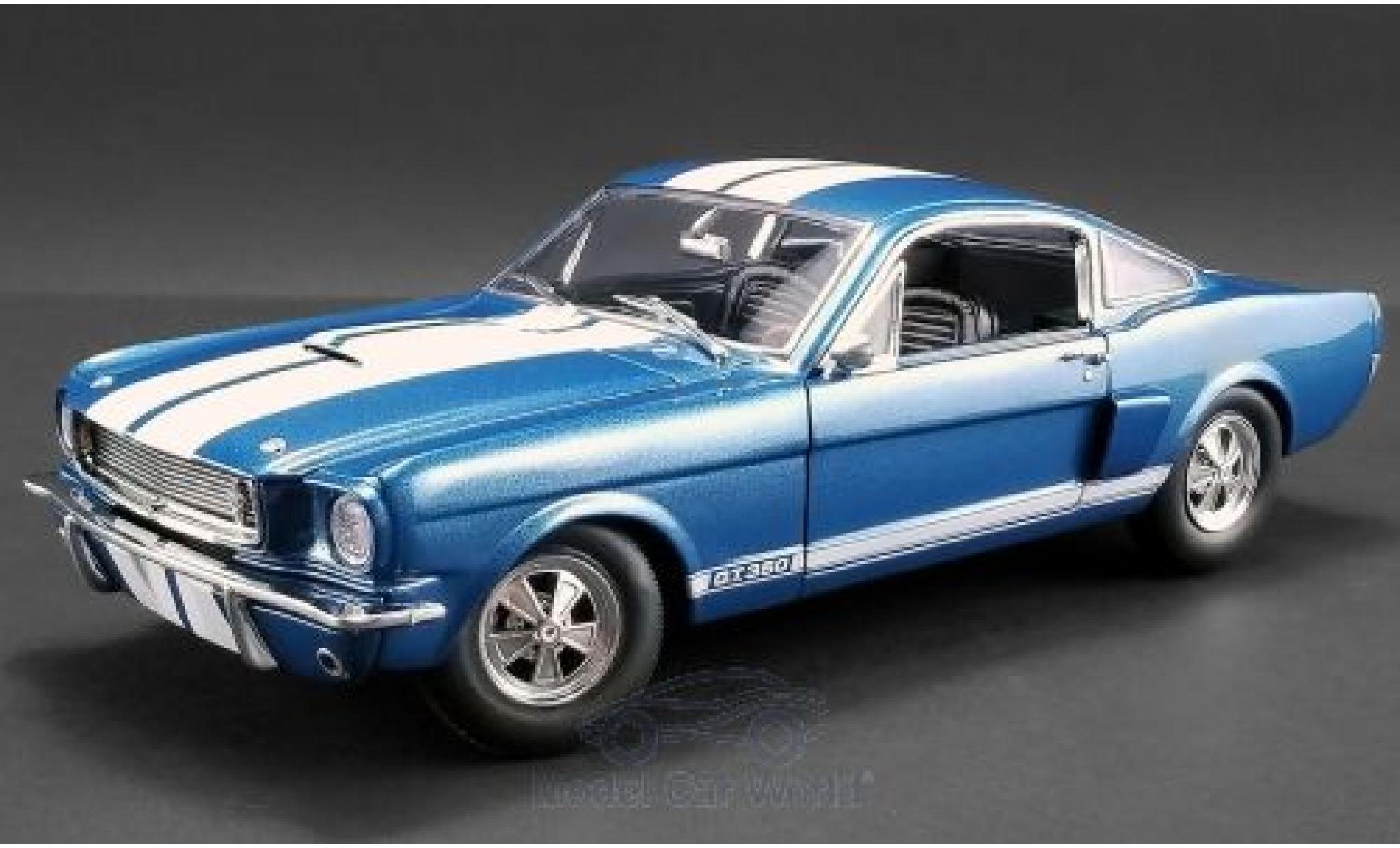 Ford Mustang 1/18 ACME Shelby GT350 Supercharged metallic blauw/wit 1966 modelauto