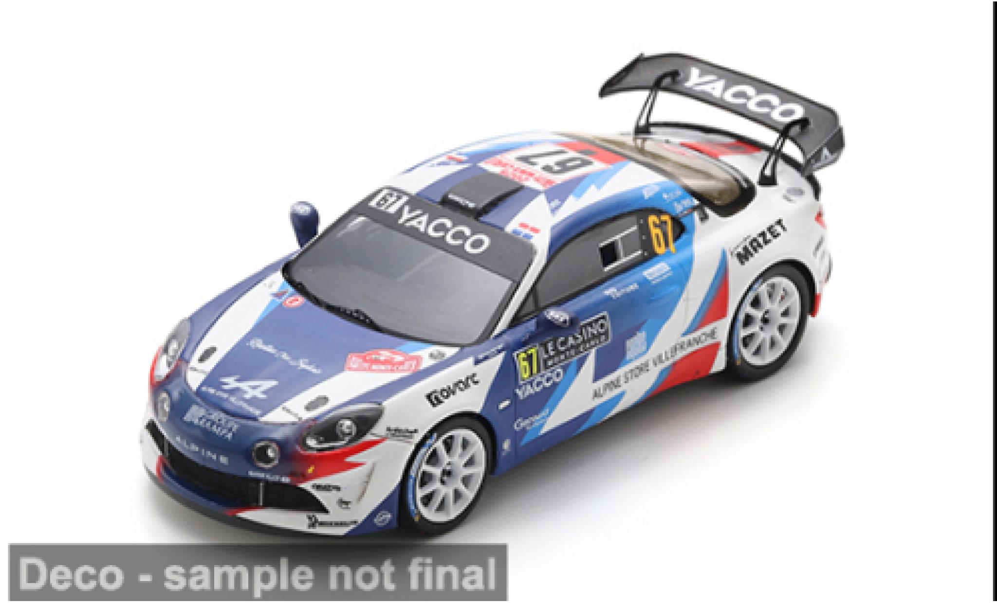 Alpine A110 1/43 Spark Rally RGT Rally Monte Carlo 2025 #67 R.Astier/D.Giraudet 1:43 modelauto