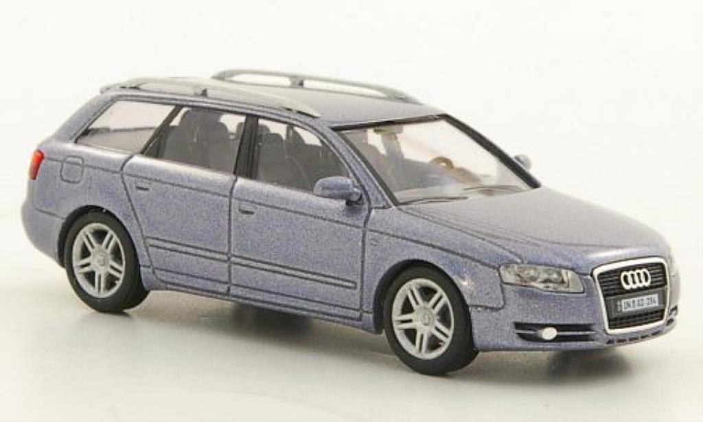 Audi A4 Avant 1/87 Busch Avant grijs-blauw Facelift 2005 modelauto