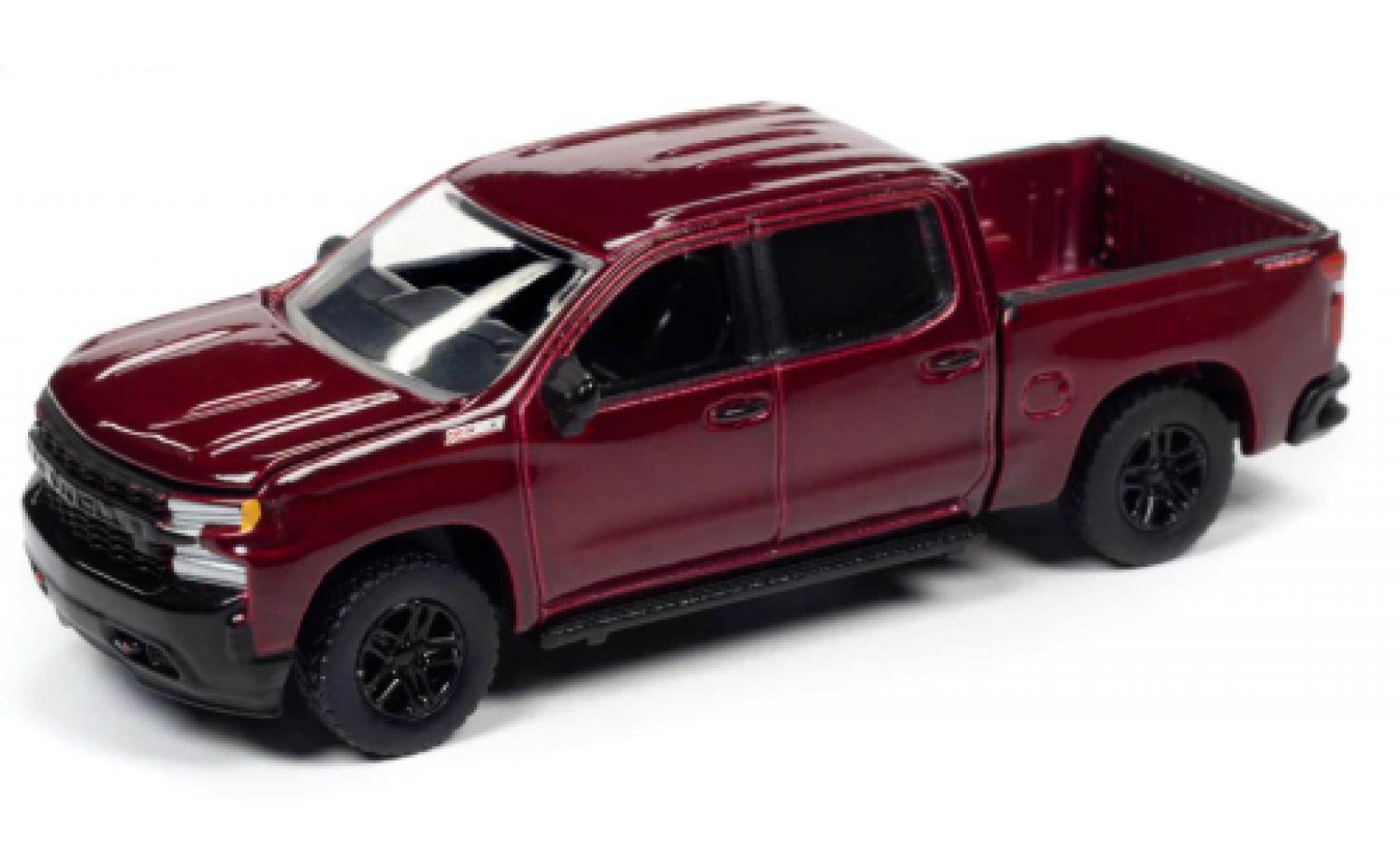 Chevrolet Silverado 1/64 Auto World Z71 Douane Trail Boss metallic rood fonc&eacute; 2019 modelauto