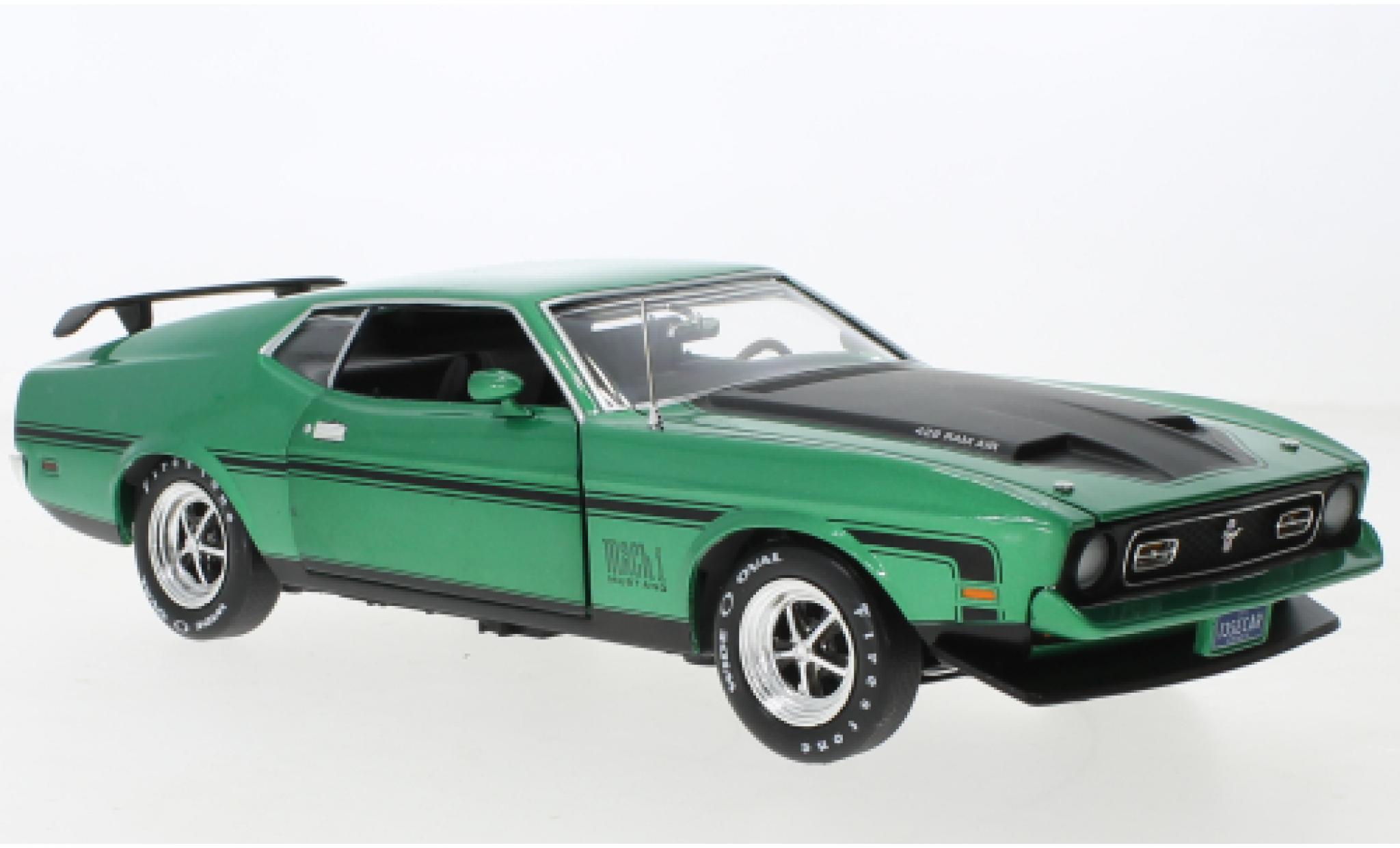 Ford Mustang 1/18 Auto World Mach 1 metallic groen/matt-zwart 1971 modelauto