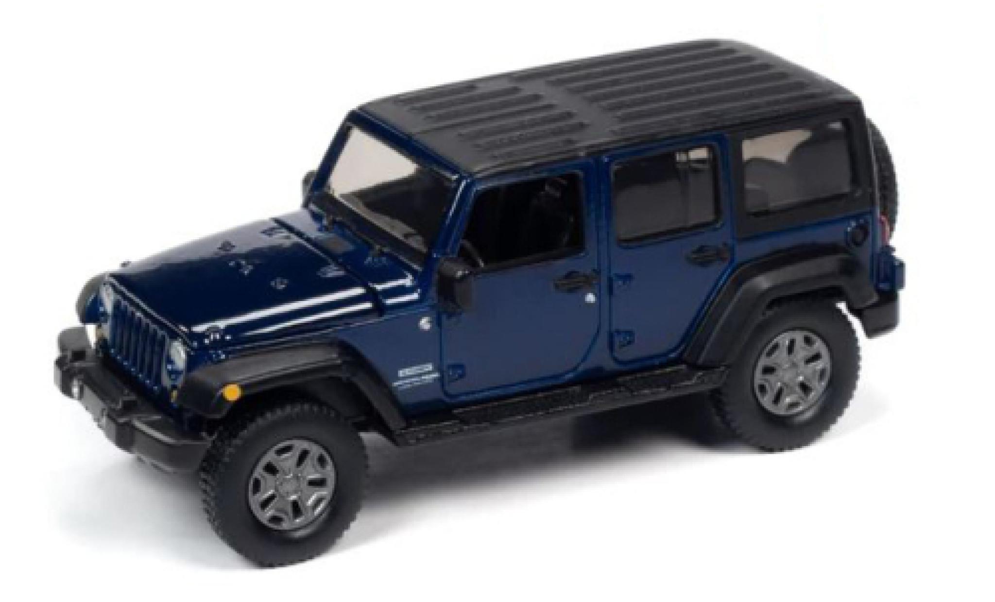 Jeep Wrangler 1/64 Auto World JK Unlimited Sport blauw fonc&eacute; 2018 modelauto
