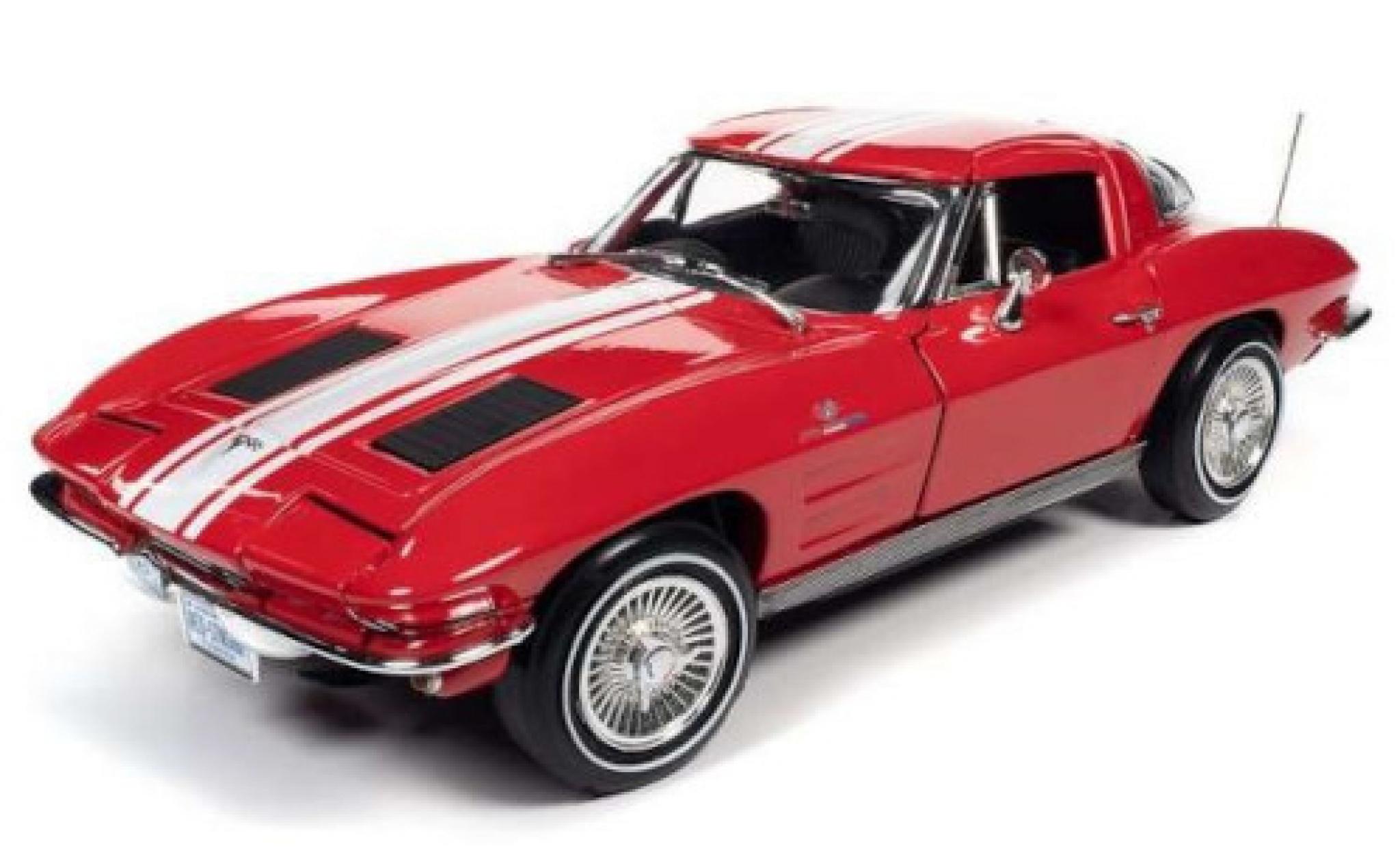 Chevrolet Corvette 1/18 Auto World Stingray Z06 rood/wit 1963 modelauto