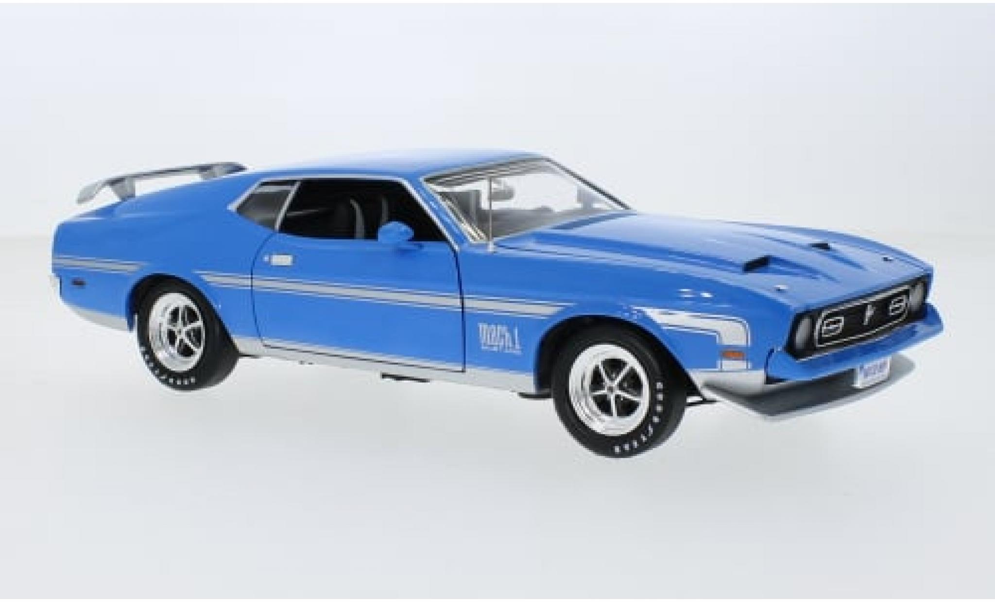 Ford Mustang 1/18 Auto World Mach 1 blauw 1972 1:18 modelauto