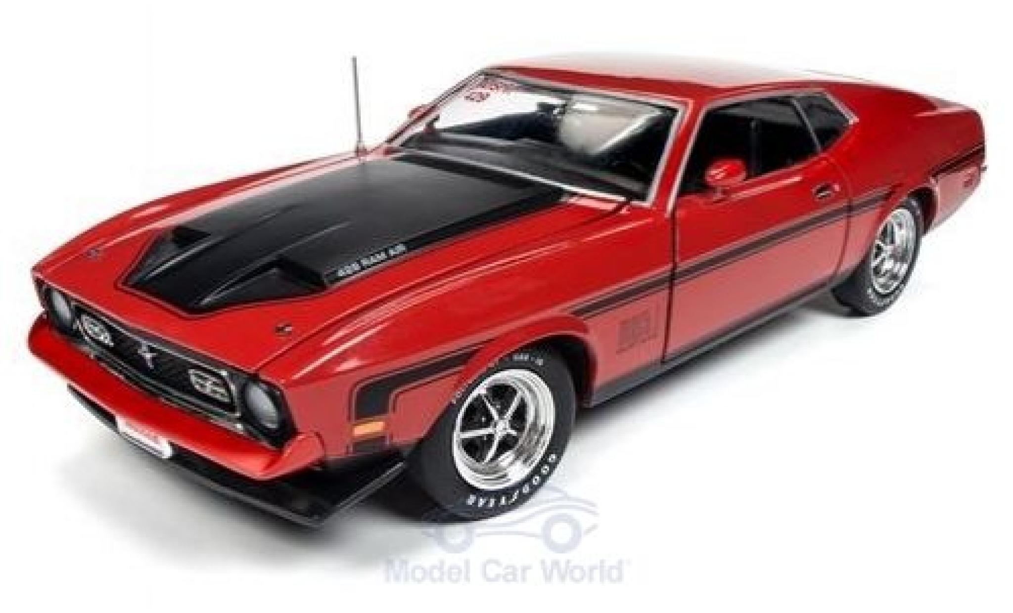 Ford Mustang 1/18 Auto World Mach 1 rood/zwart 1971 modelauto