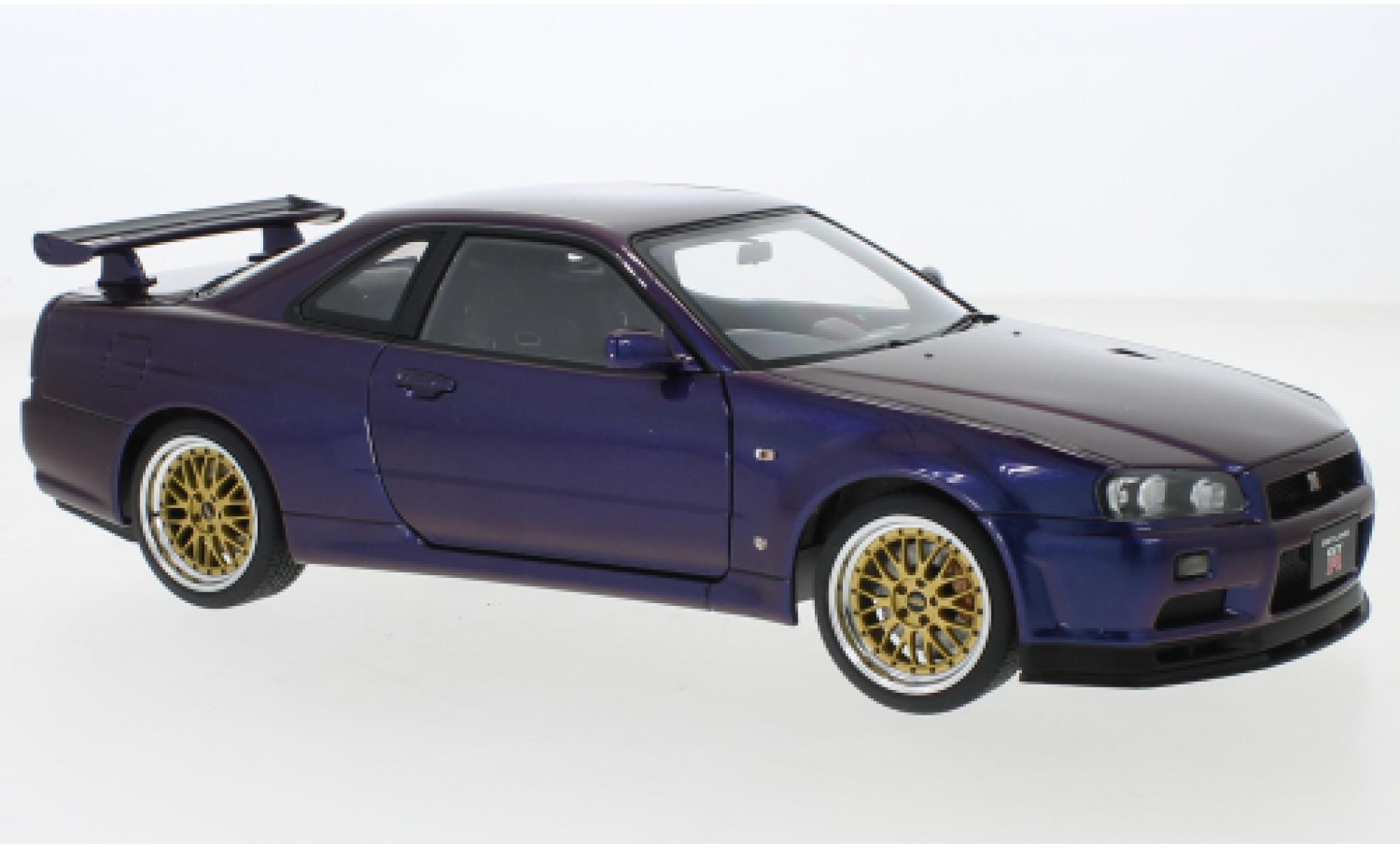 Nissan Skyline 1/18 AUTOart GT-R (R34) V-Spec II metallic paarsee RHD 2002 modelauto