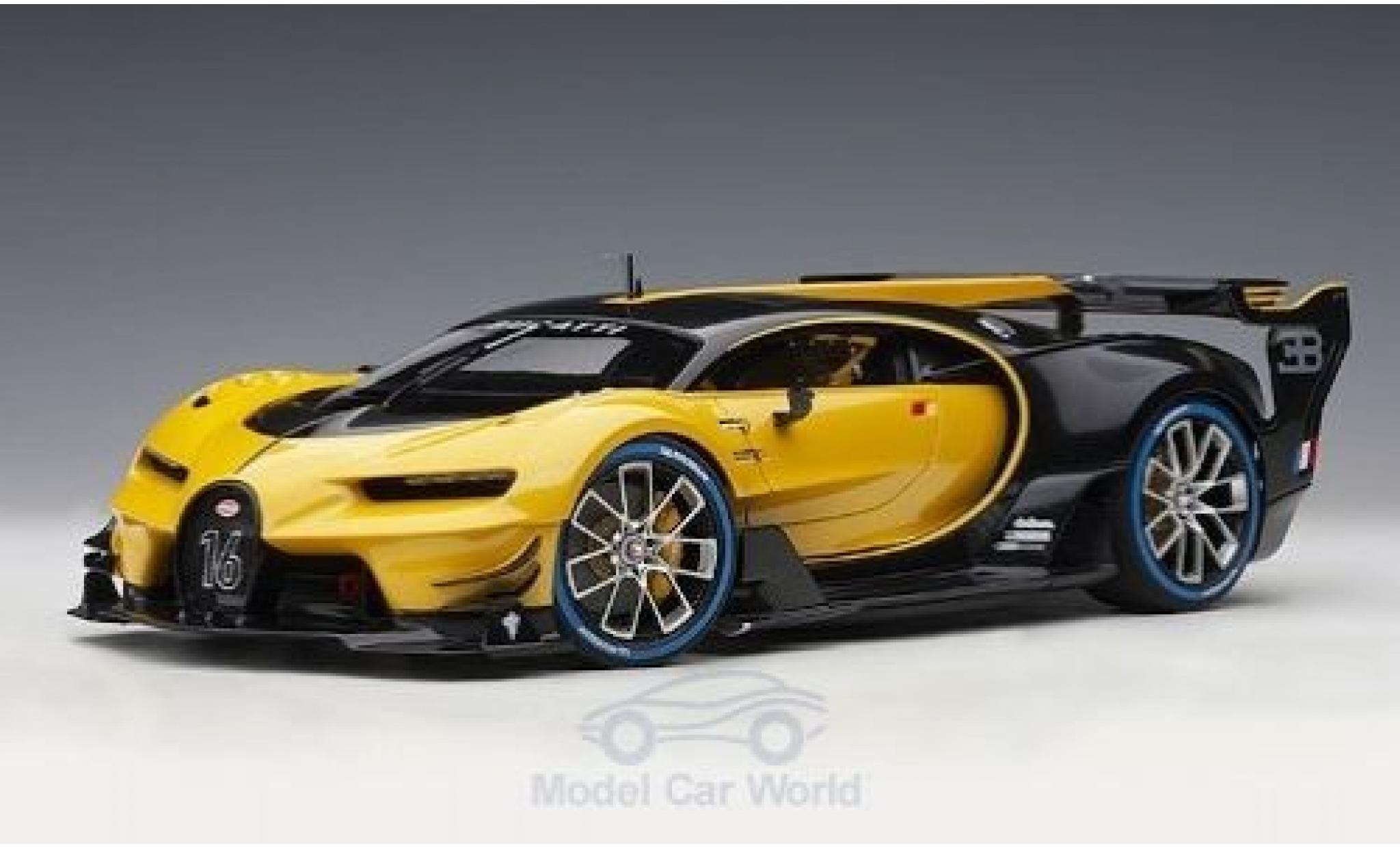 Bugatti Vision 1/18 AUTOart GT geel/zwart 2015 modelauto
